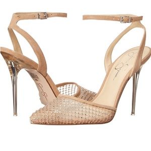 Jessica Simpson Pirrie Women's Patent Ankle Wrap Pointed Toe Pumps